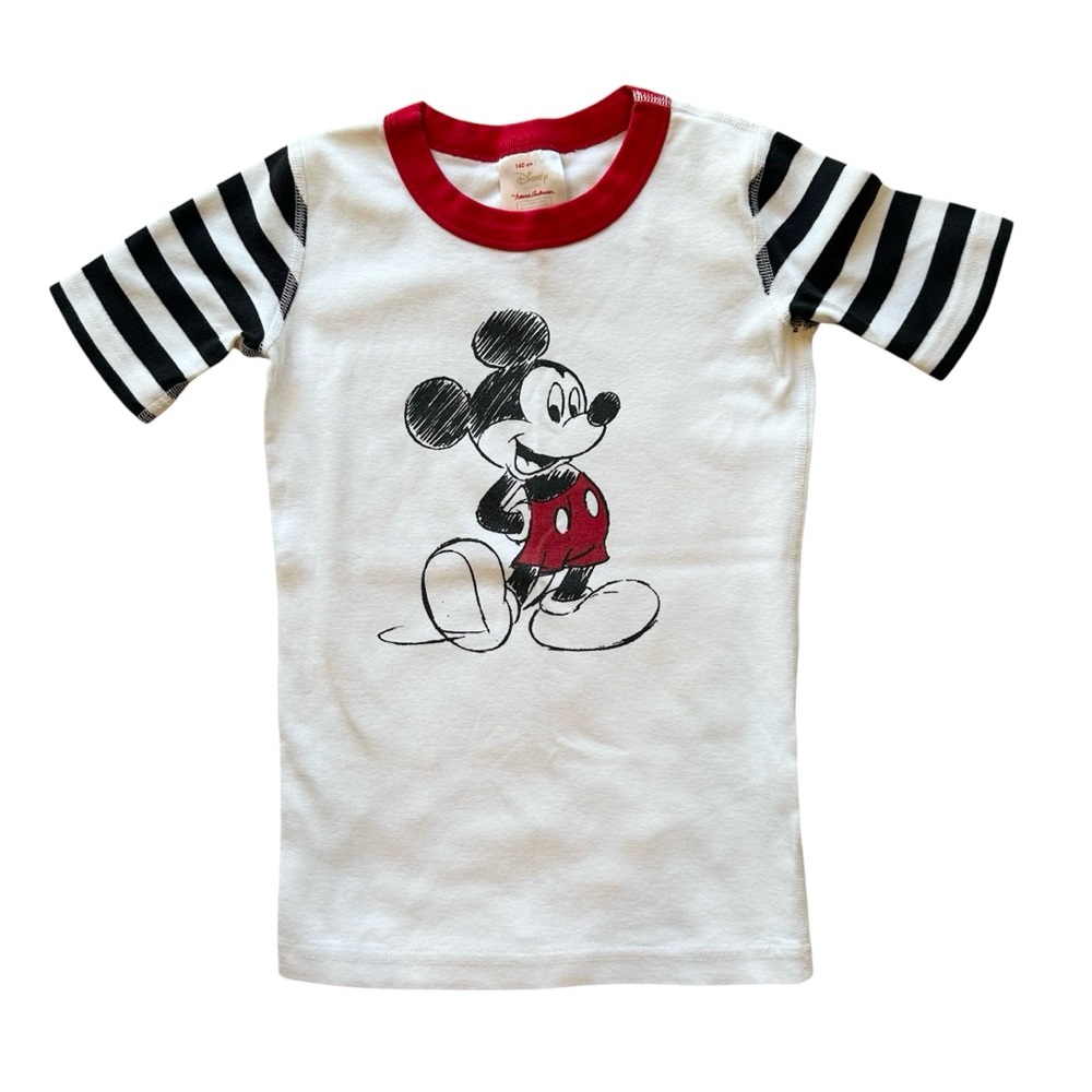 Disney by Hanna Andersson Mickey Mouse Short Sleeve Organic Cotton PJ Top Sz 10